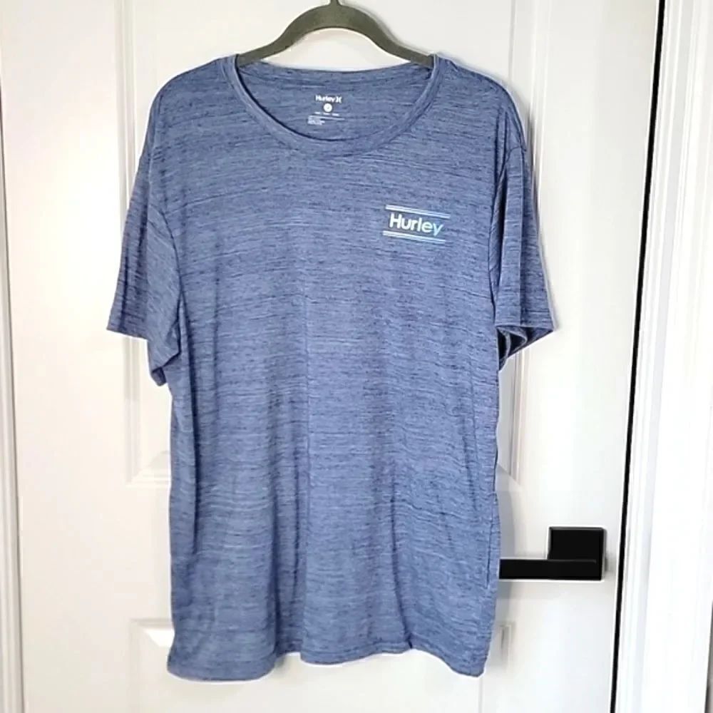 Hurley Heather Blue Logoed Short Sleeve T-Shirt - Size Large